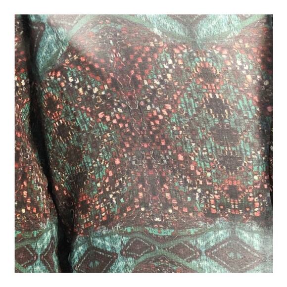 Zara Basic Boho Sheer Blouse Self-Tie Neck Multicolor Long Sleeve Small - Picture 11 of 15